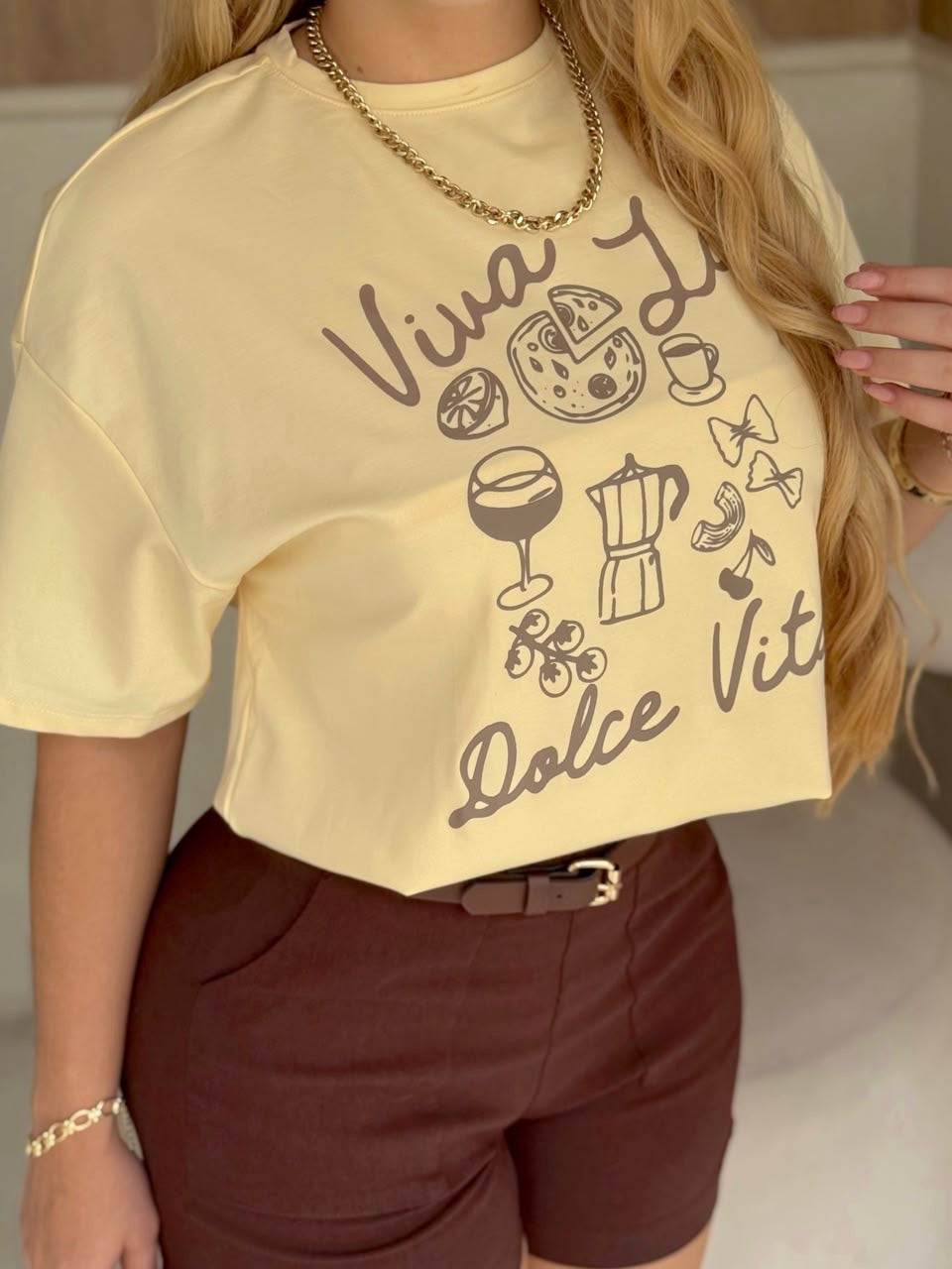 Camiseta oversized dolce vita vainilla