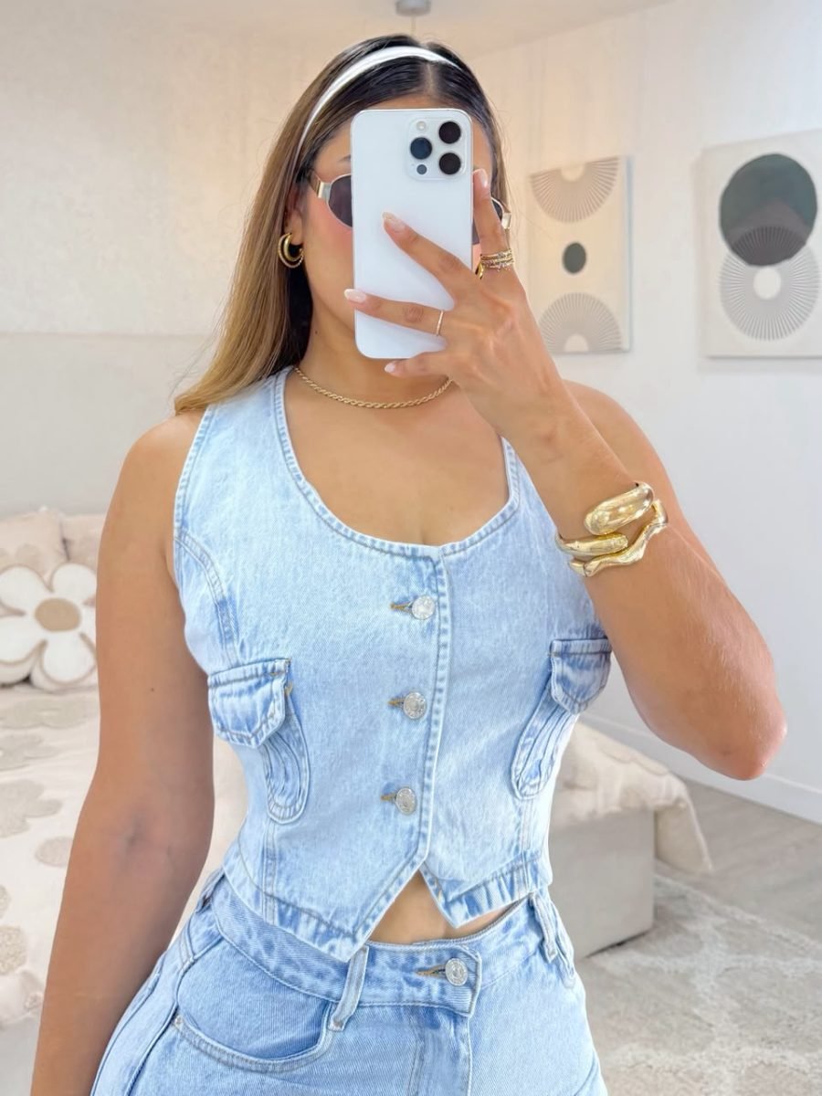 Chaleco Jean Santorini (claro ) - EMA COLOMBIA