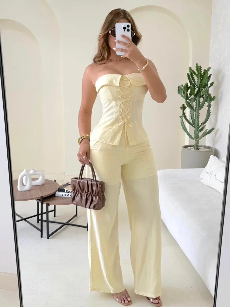 Set Pantalón sirena (mantequilla) - EMA COLOMBIA