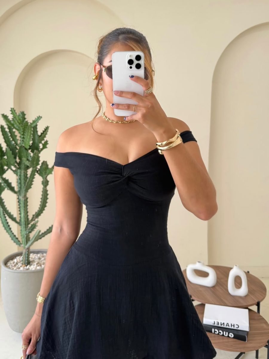 Vestido corto solimar (negro ) - EMA COLOMBIA