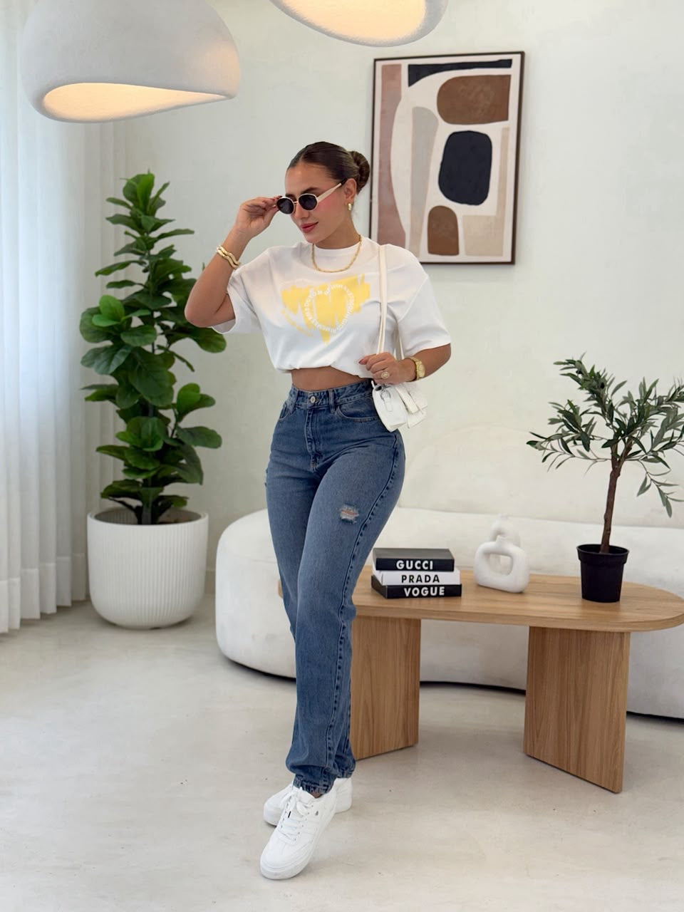 Camiseta oversized alma mantequilla talla única
