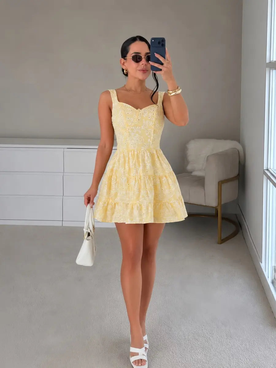 Vestido corto Damari mantequilla