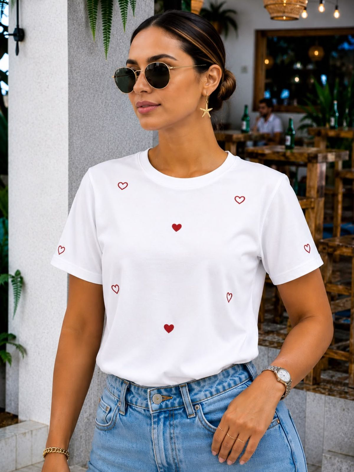 Camiseta oversized Pandora marfil