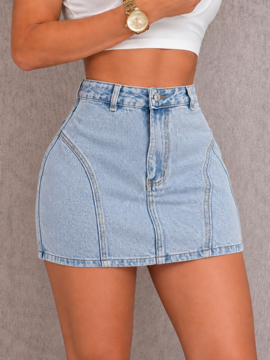 Falda Jean florida (claro)