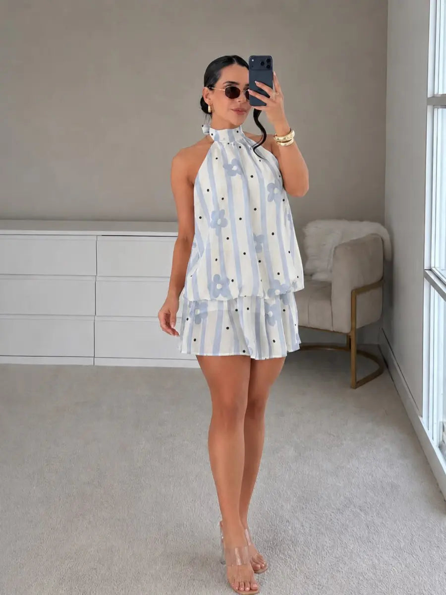 Vestido corto eclipse  Est rayas (Celeste)