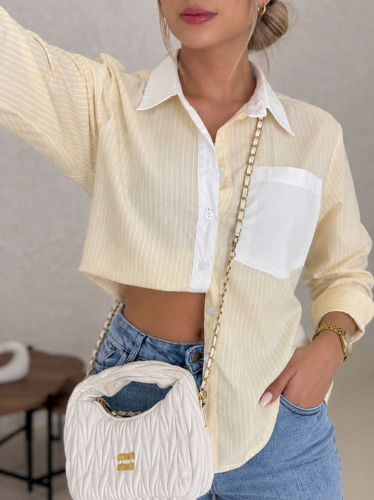 Camisera Milan rayas (mantequilla) - EMA COLOMBIA