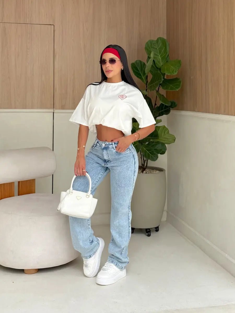 Camiseta oversized More (crudo - rojo ) - EMA COLOMBIA