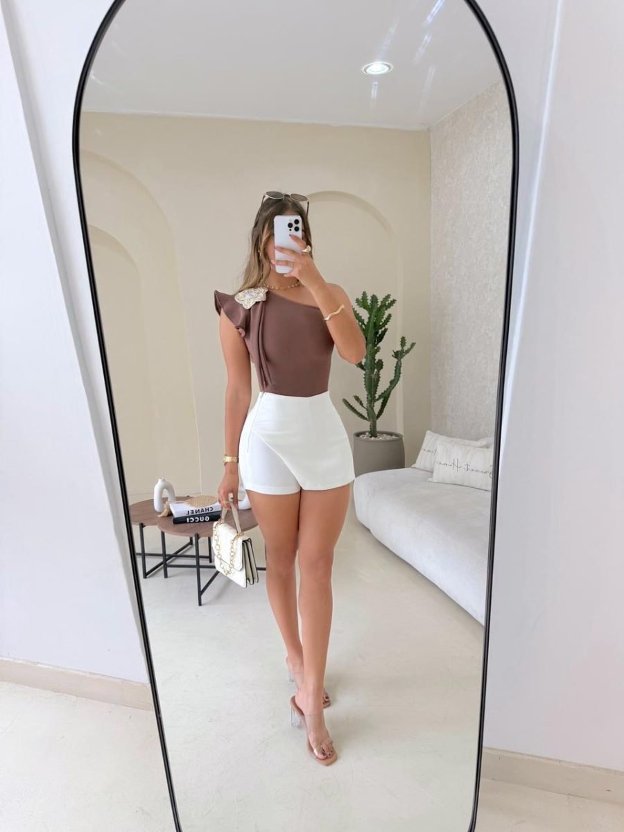 Falda short Danis (marfil) - EMA COLOMBIA