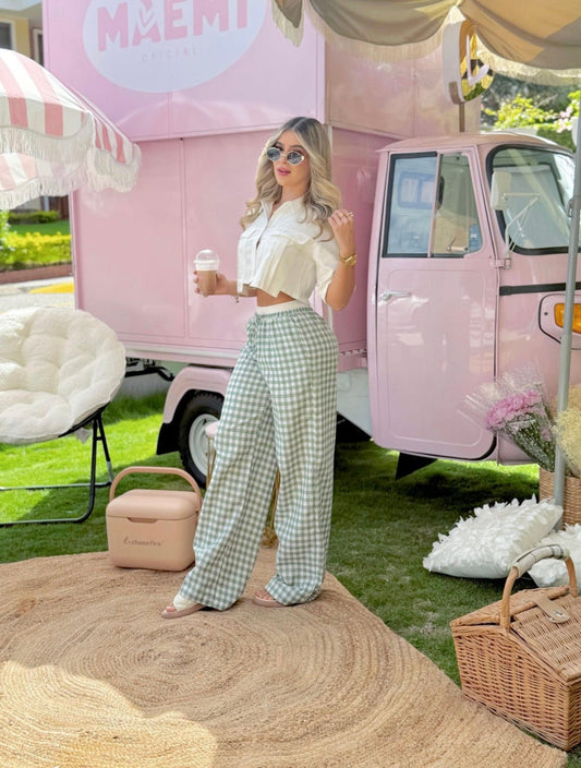 Pantalón Aura Estampado Cuadros - EMA COLOMBIA