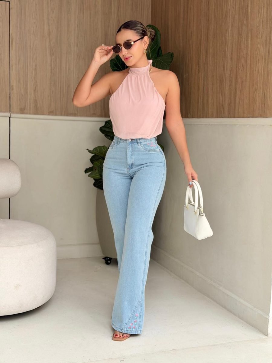 Pantalon tulipanes Bordado (claro) - EMA COLOMBIA