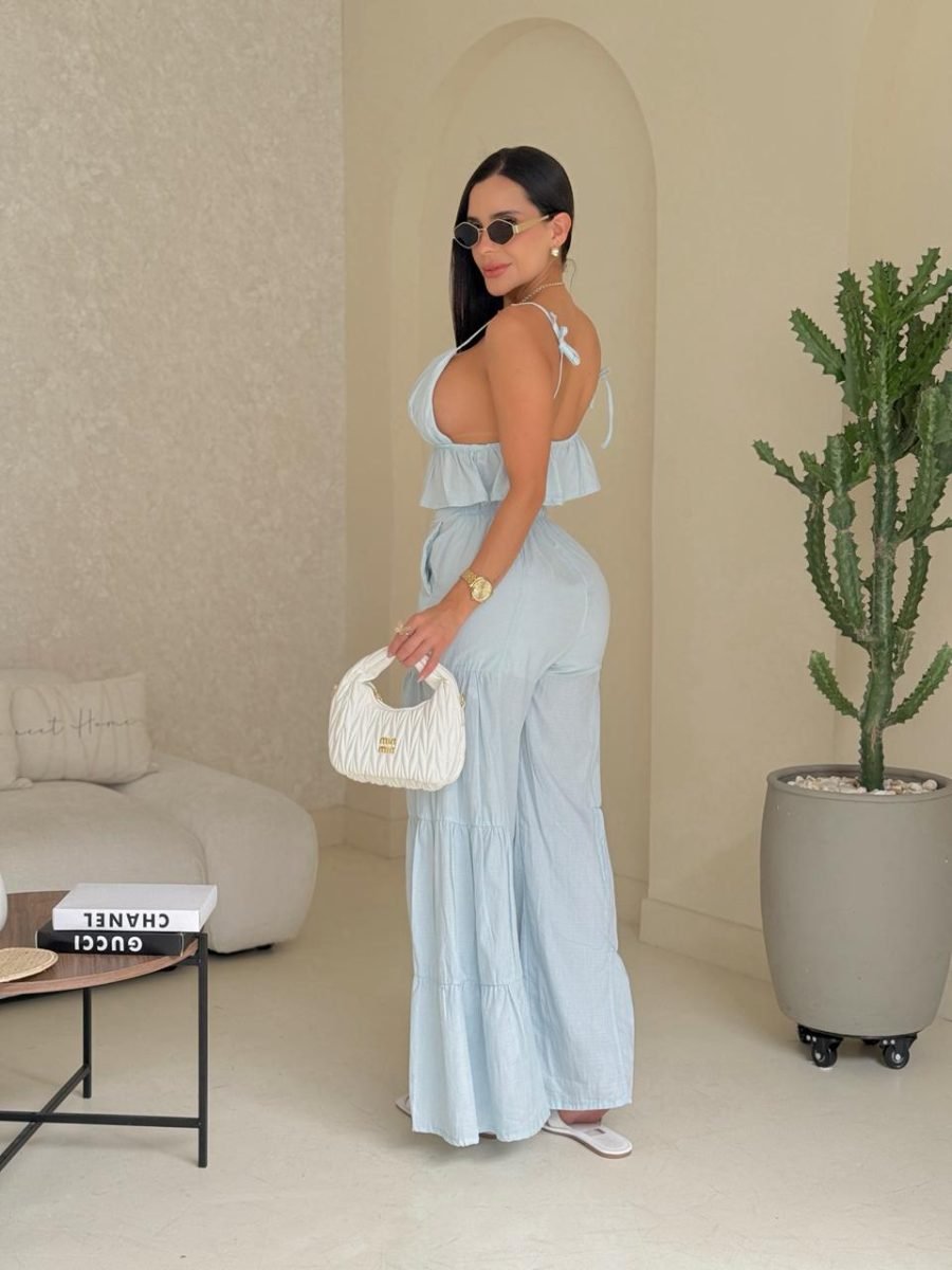 Set Pantalón dominicana (Celeste) - EMA COLOMBIA