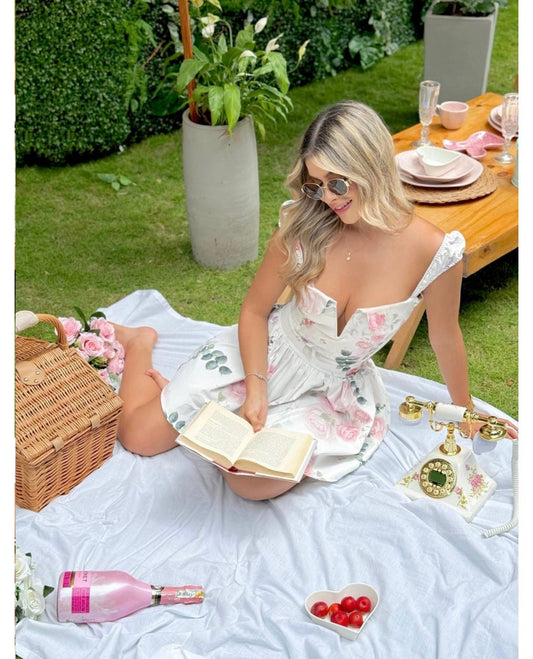 Vestido Corto Sabrina Estampado Flores Rosa - EMA COLOMBIA