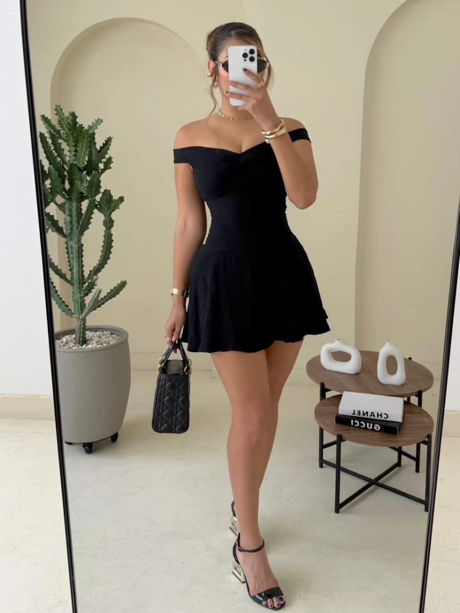 Vestido corto solimar (negro ) - EMA COLOMBIA